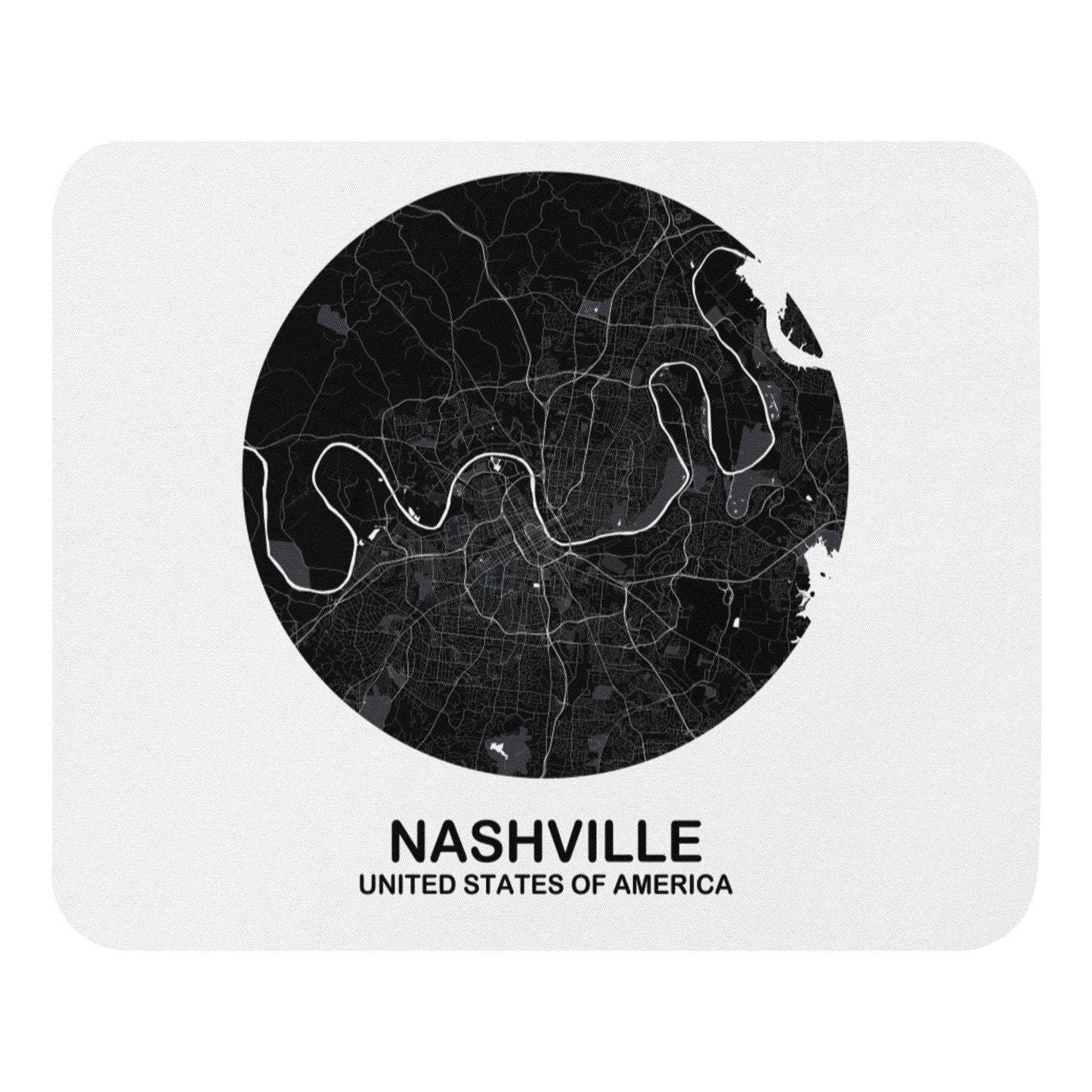 Nashville Circular Black Map Mouse Pad