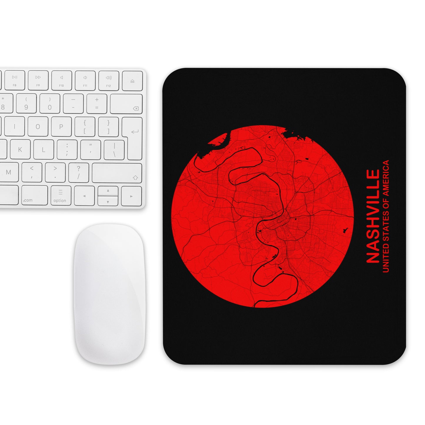 Nashville Circular Red Map Mouse Pad