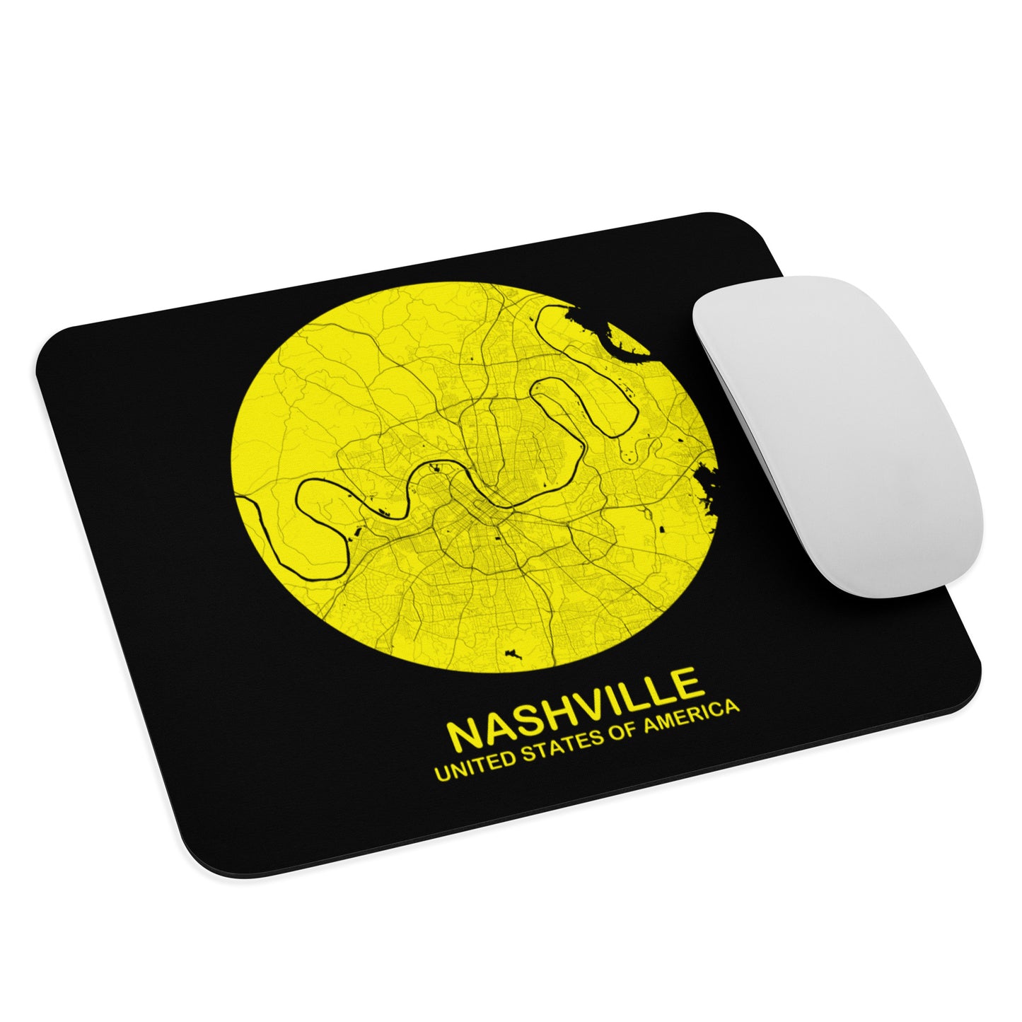 Nashville Circular Yellow Map Mouse Pad