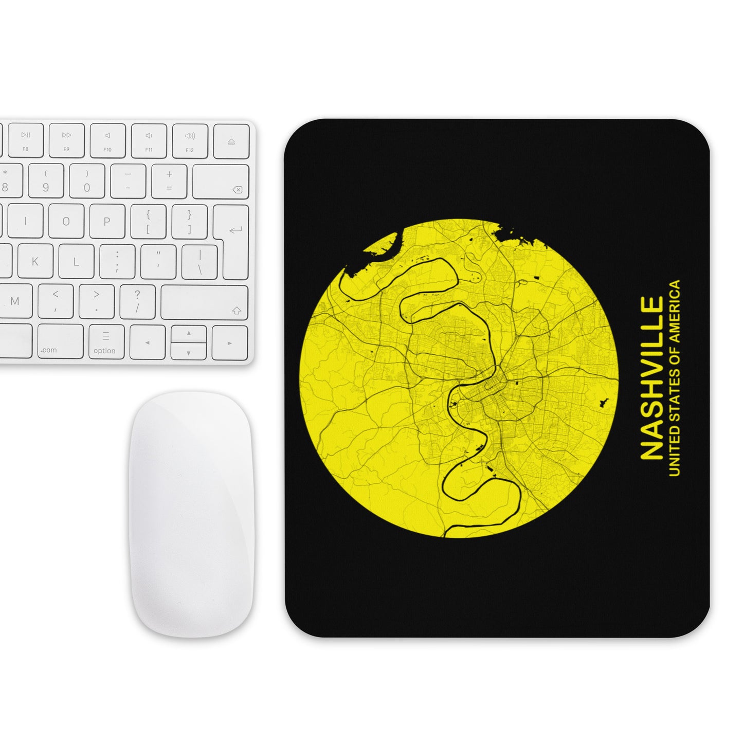 Nashville Circular Yellow Map Mouse Pad