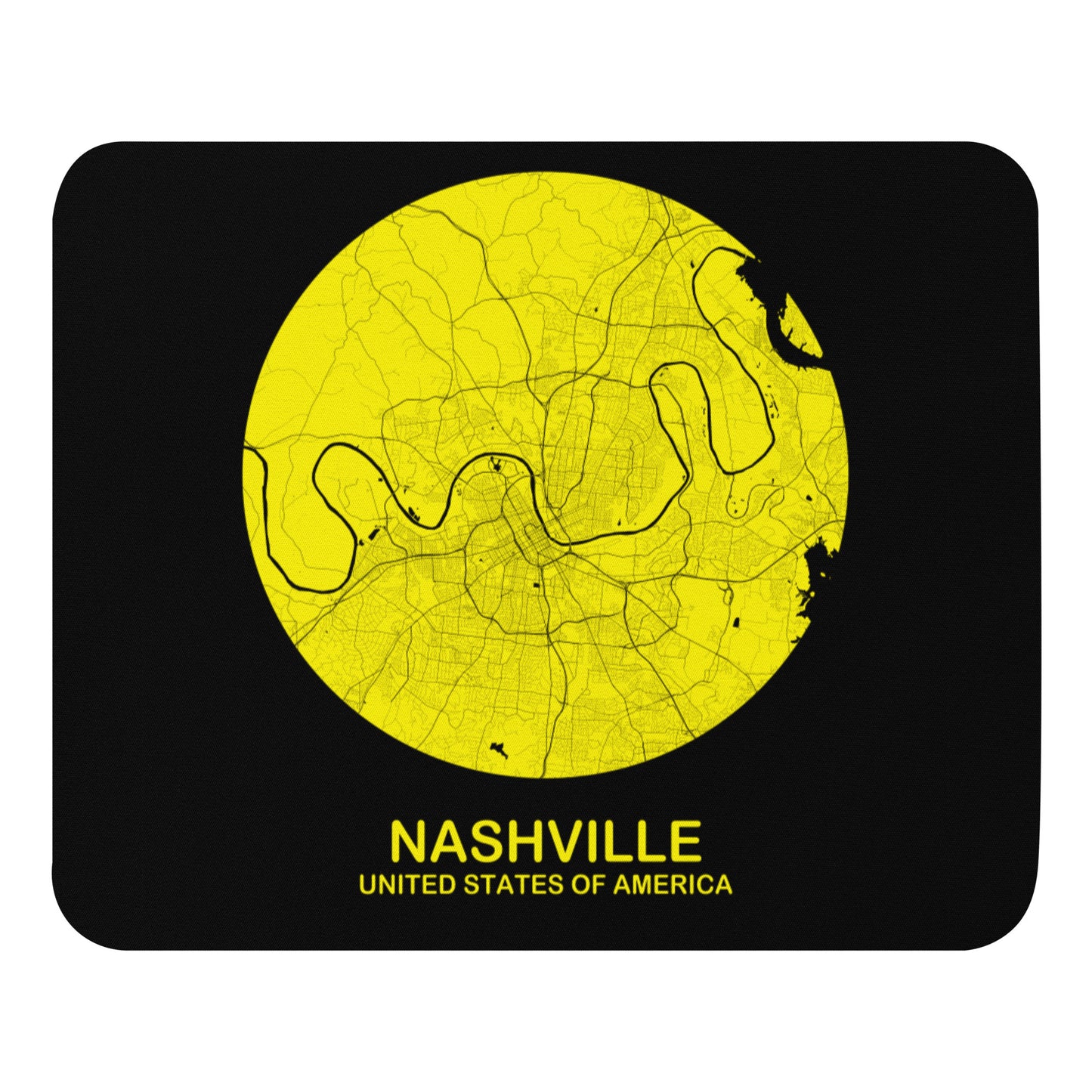 Nashville Circular Yellow Map Mouse Pad