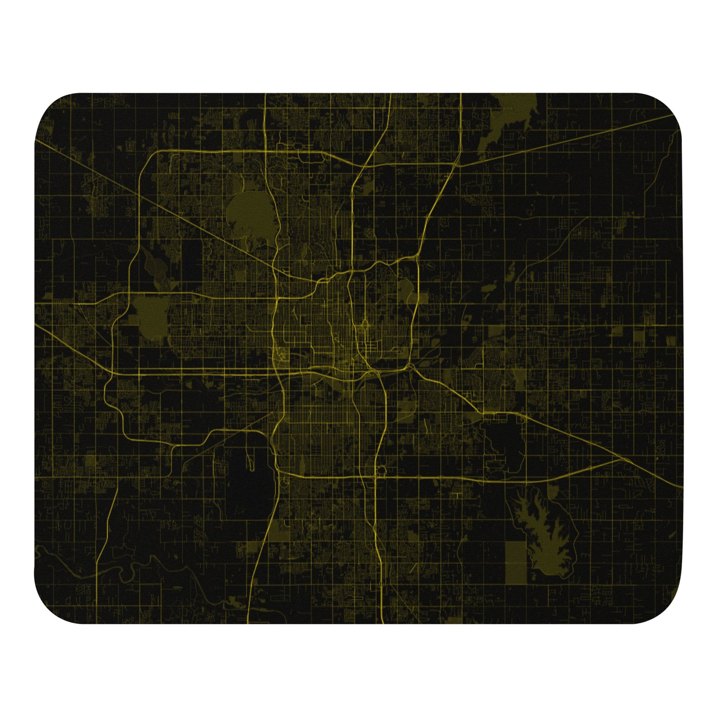 Oklahoma City Black and Yellow Map Mouse Pad