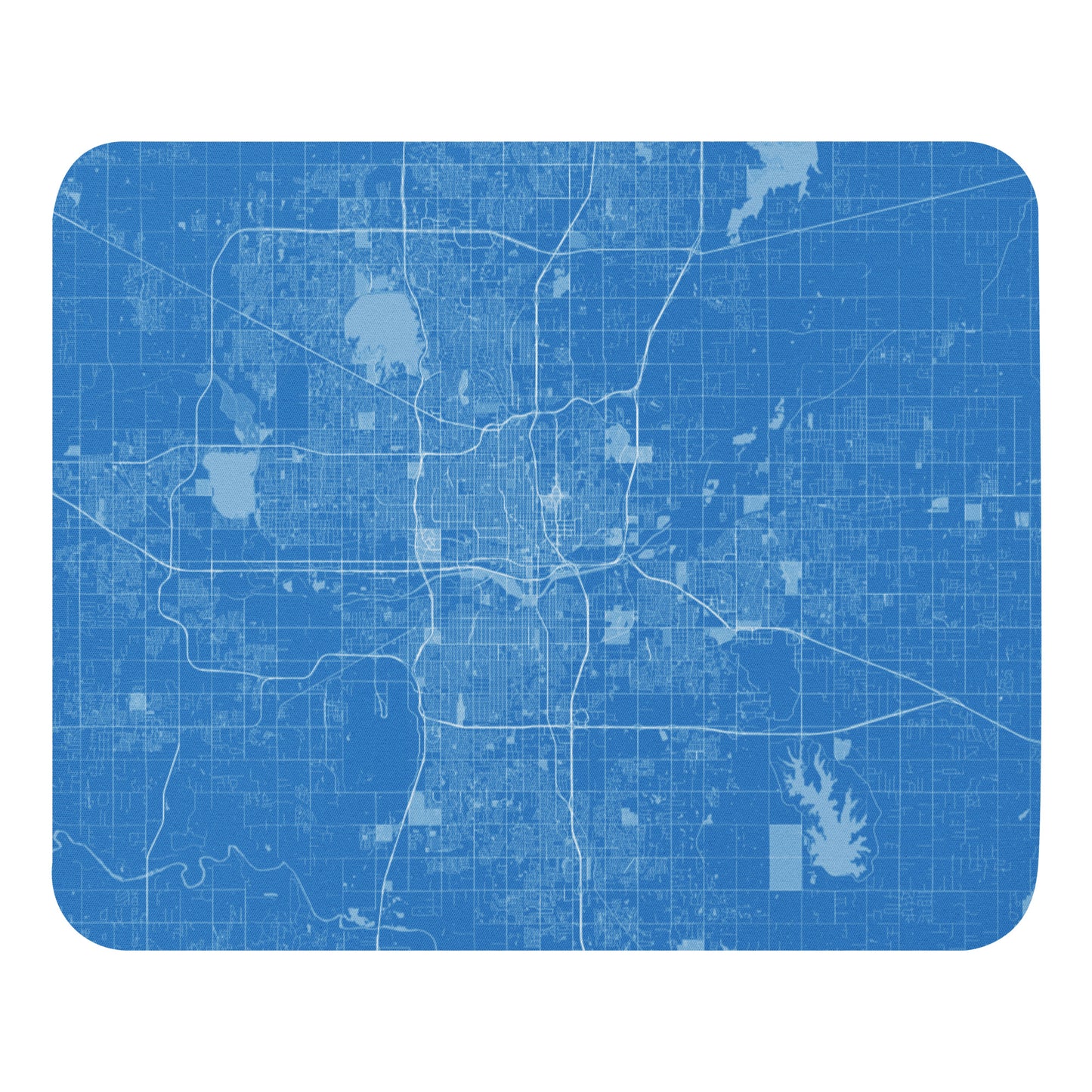 Oklahoma City Blue and White Map Mouse Pad