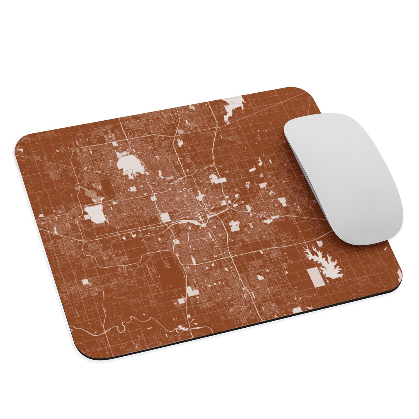 Oklahoma City Brown and White Map Mouse Pad
