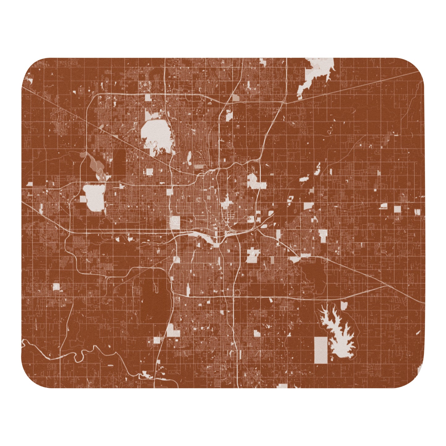 Oklahoma City Brown and White Map Mouse Pad