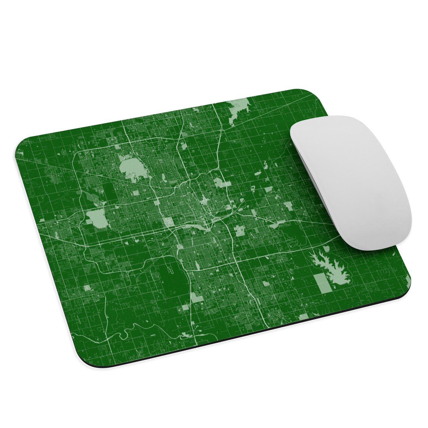 Oklahoma City Green and White Map Mouse Pad