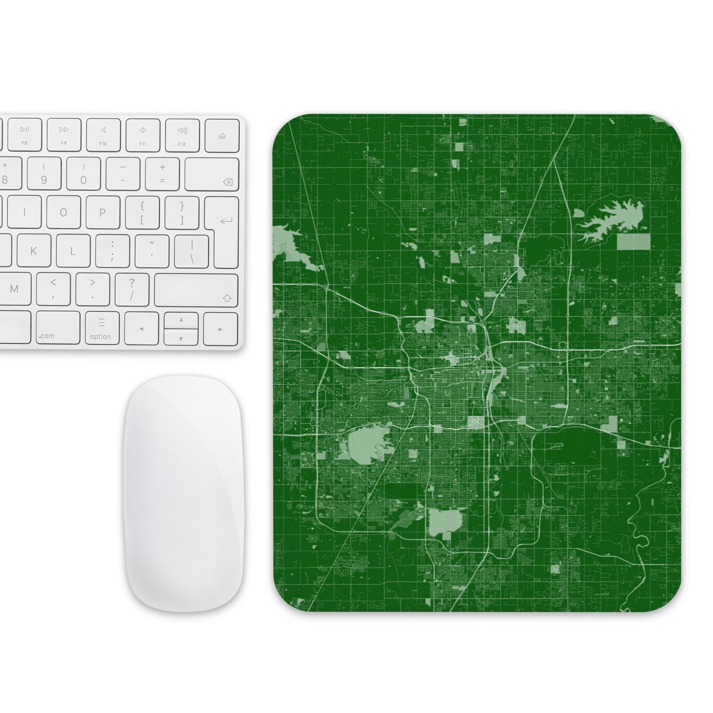 Oklahoma City Green and White Map Mouse Pad