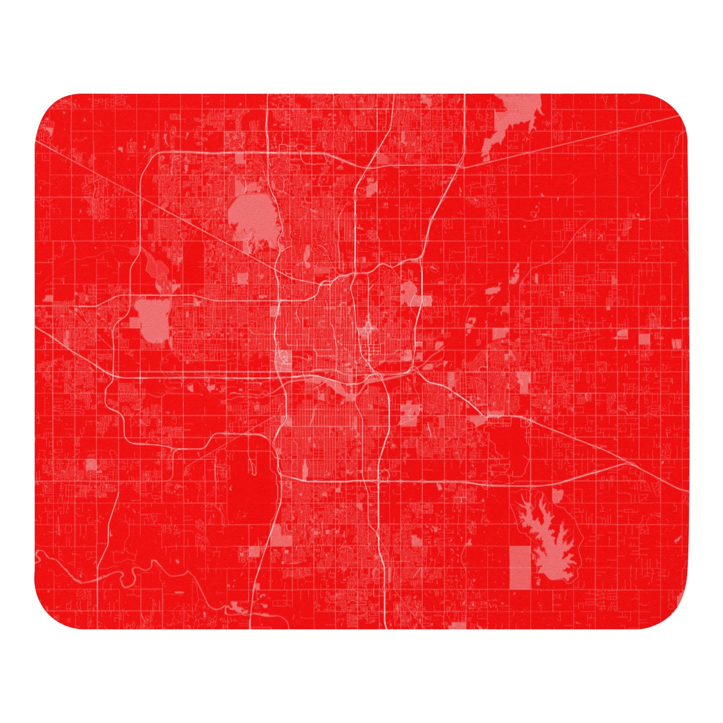 Oklahoma City Red and White Map Mouse Pad