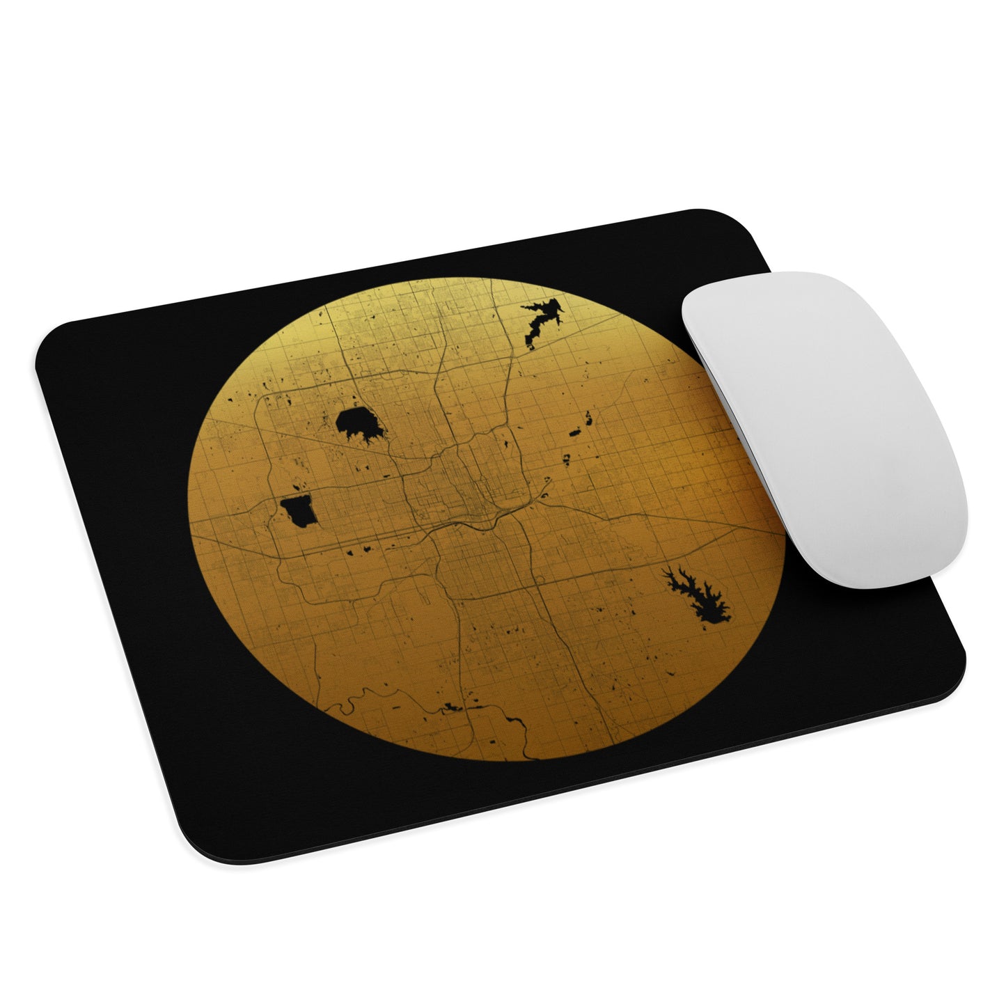 Oklahoma City Gold on Black Map Mouse Pad