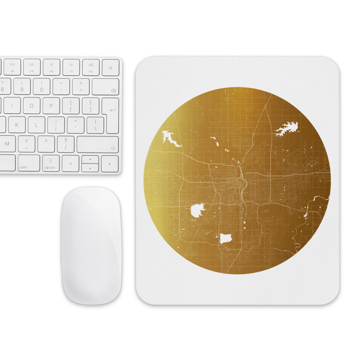 Oklahoma City Gold on White Map Mouse Pad