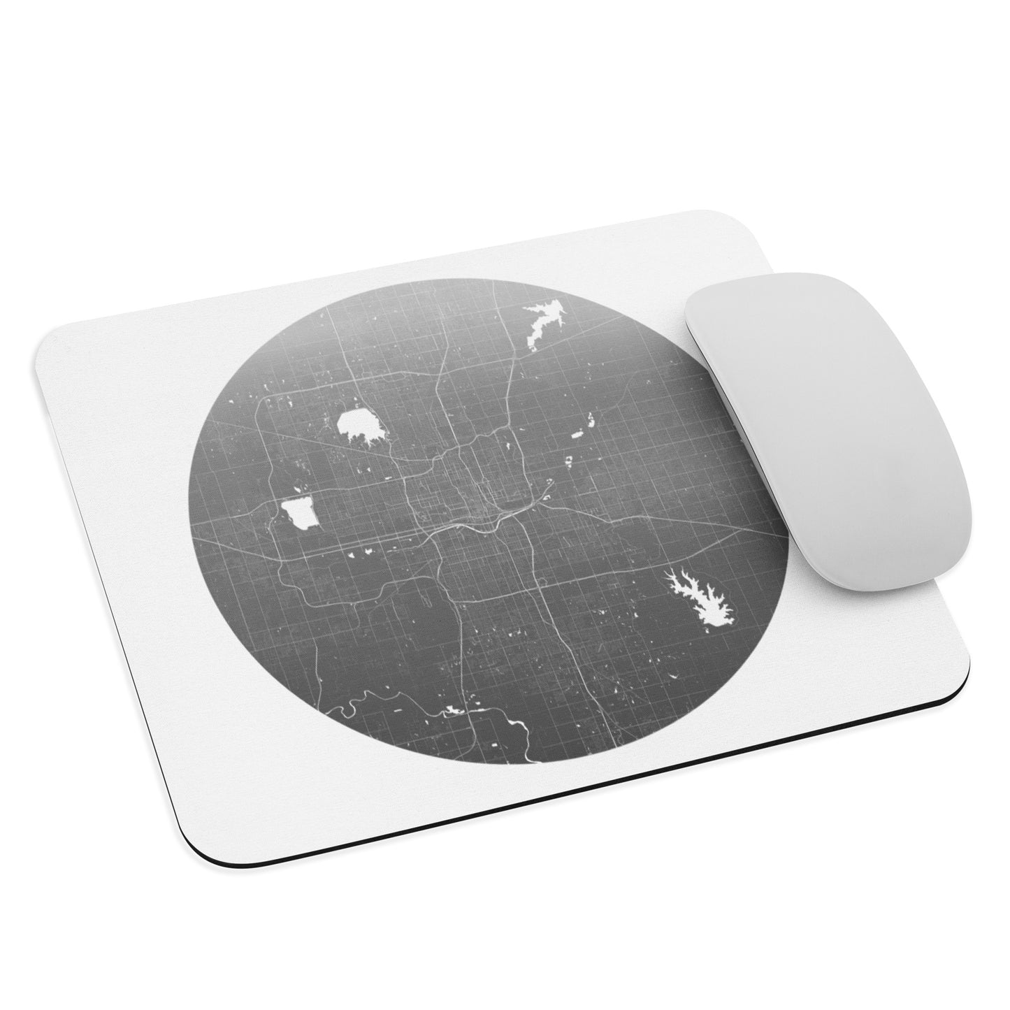 Oklahoma City Silver on White Map Mouse Pad