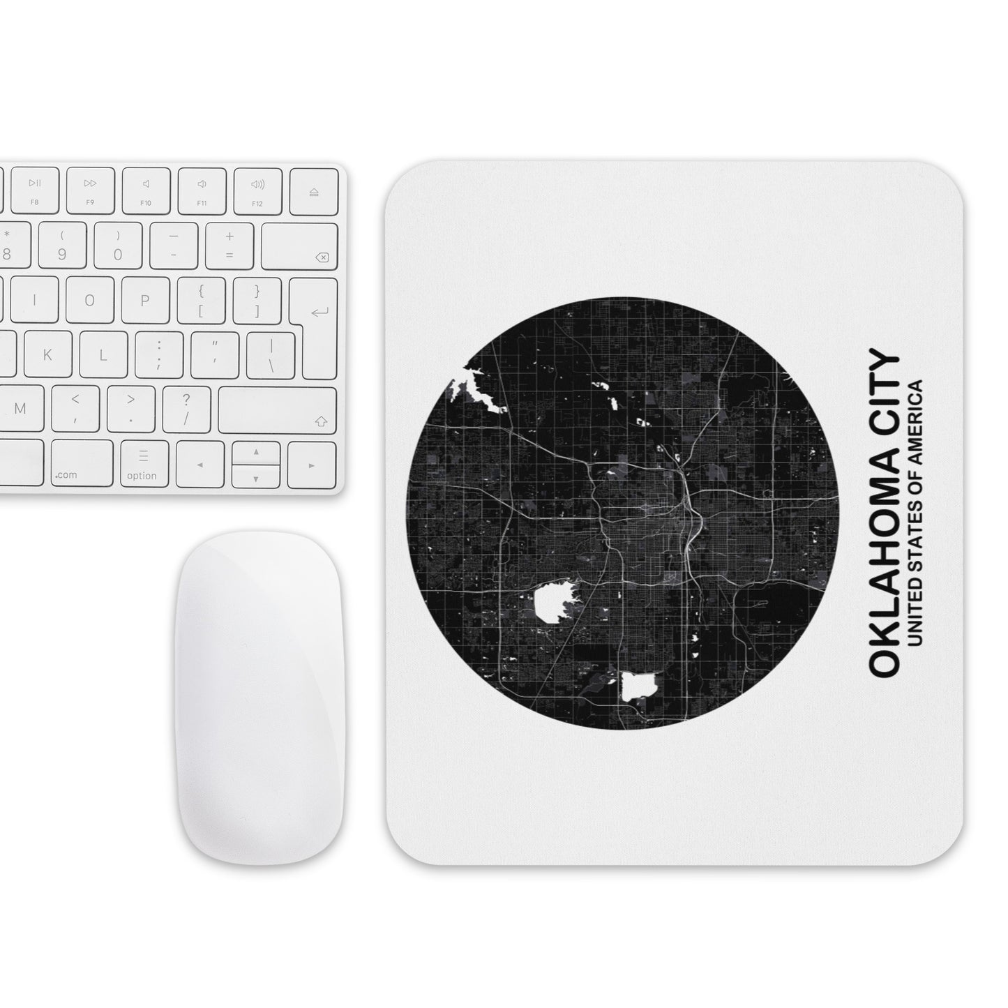 Oklahoma City Circular Black Map Mouse Pad