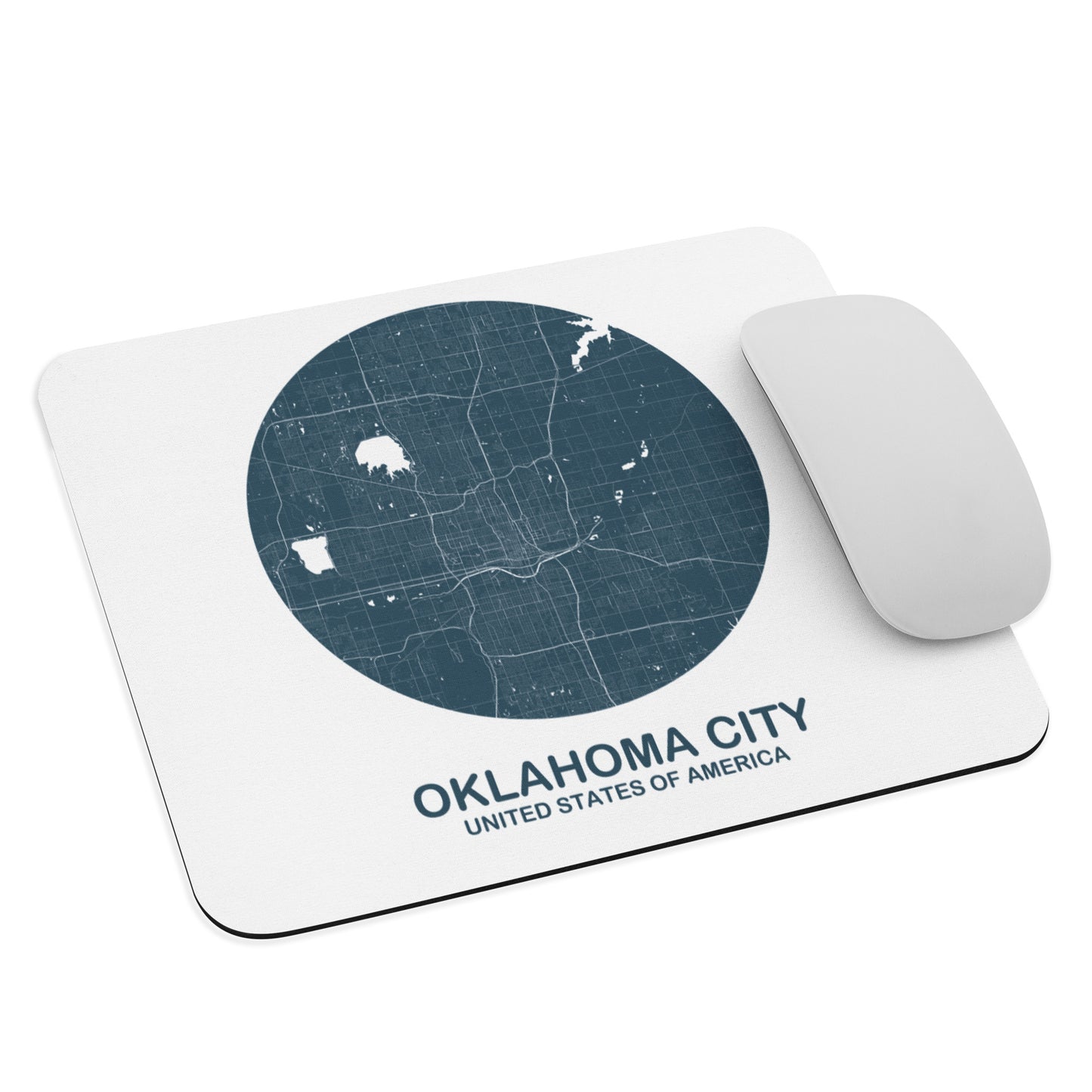 Oklahoma City Circular Blue Map Mouse Pad