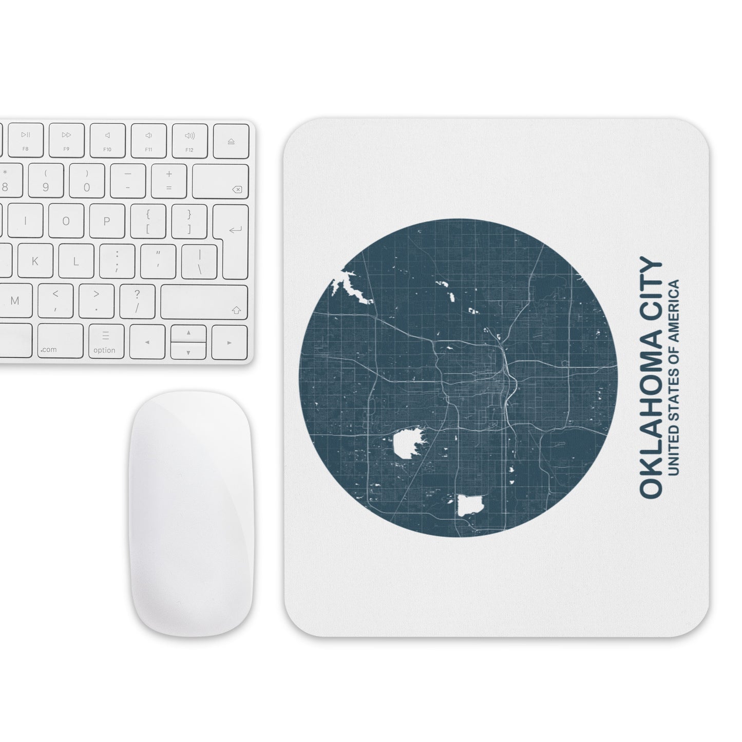 Oklahoma City Circular Blue Map Mouse Pad