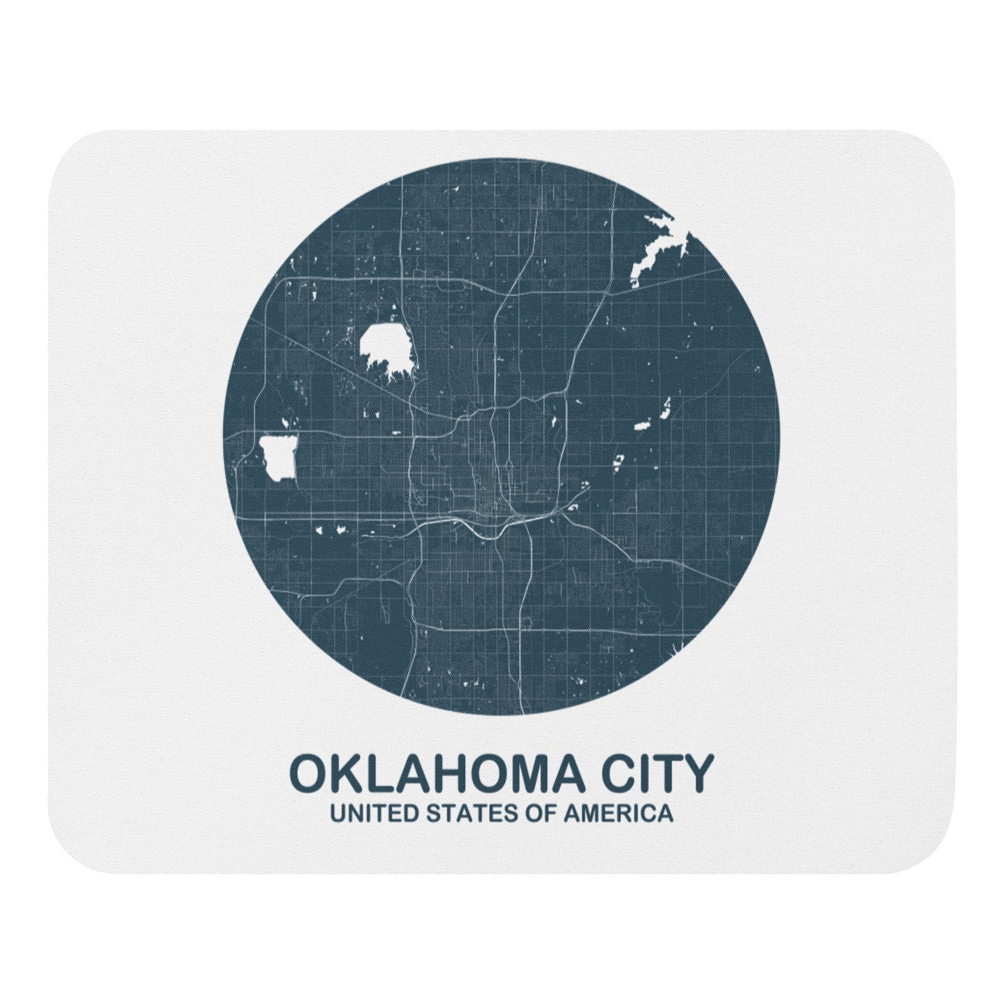 Oklahoma City Circular Blue Map Mouse Pad