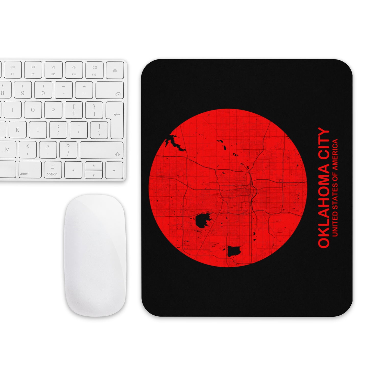 Oklahoma City Circular Red Map Mouse Pad