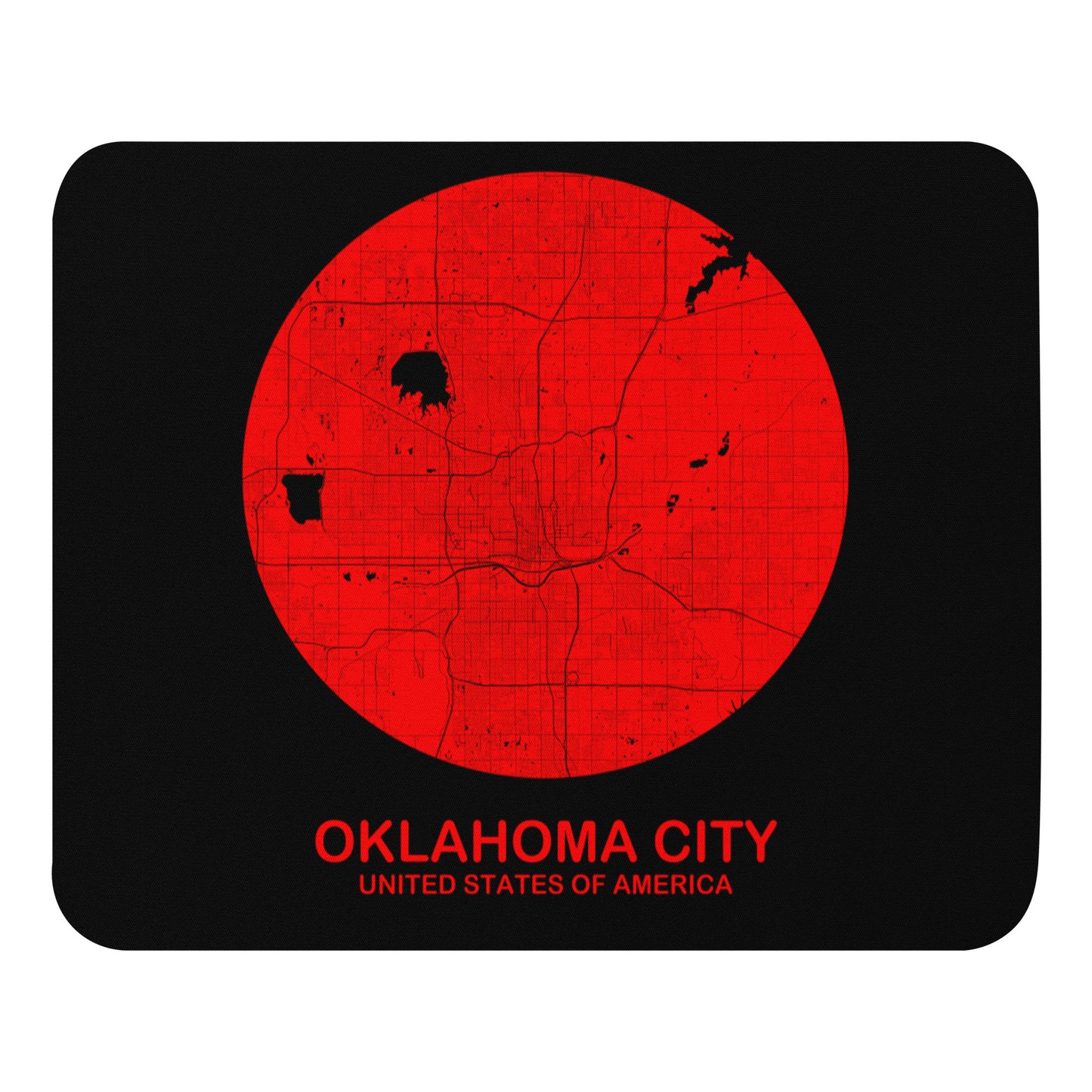 Oklahoma City Circular Red Map Mouse Pad