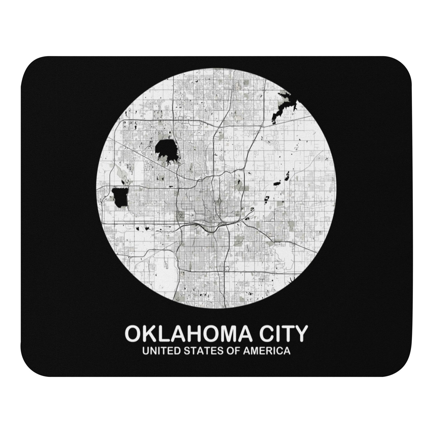 Oklahoma City Circular White Map Mouse Pad