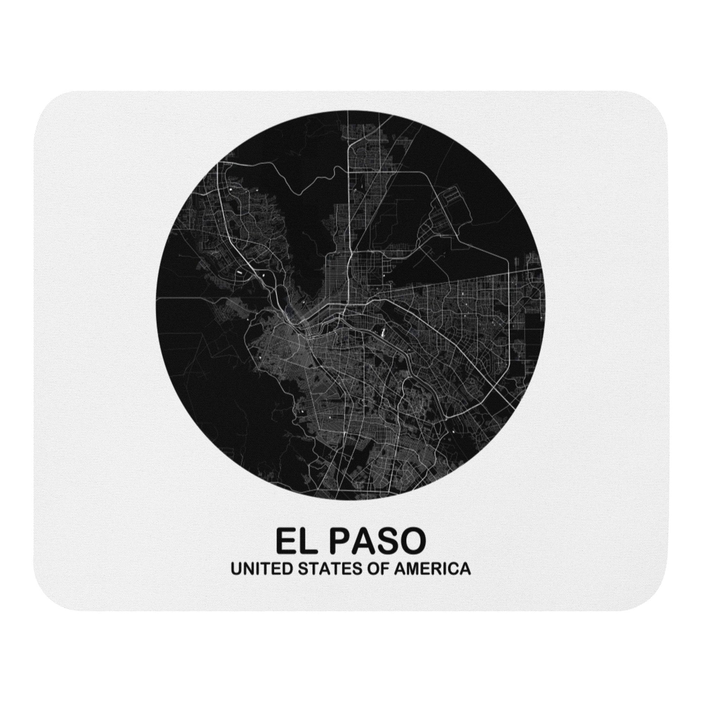 El Paso Circular Black Map Mouse Pad