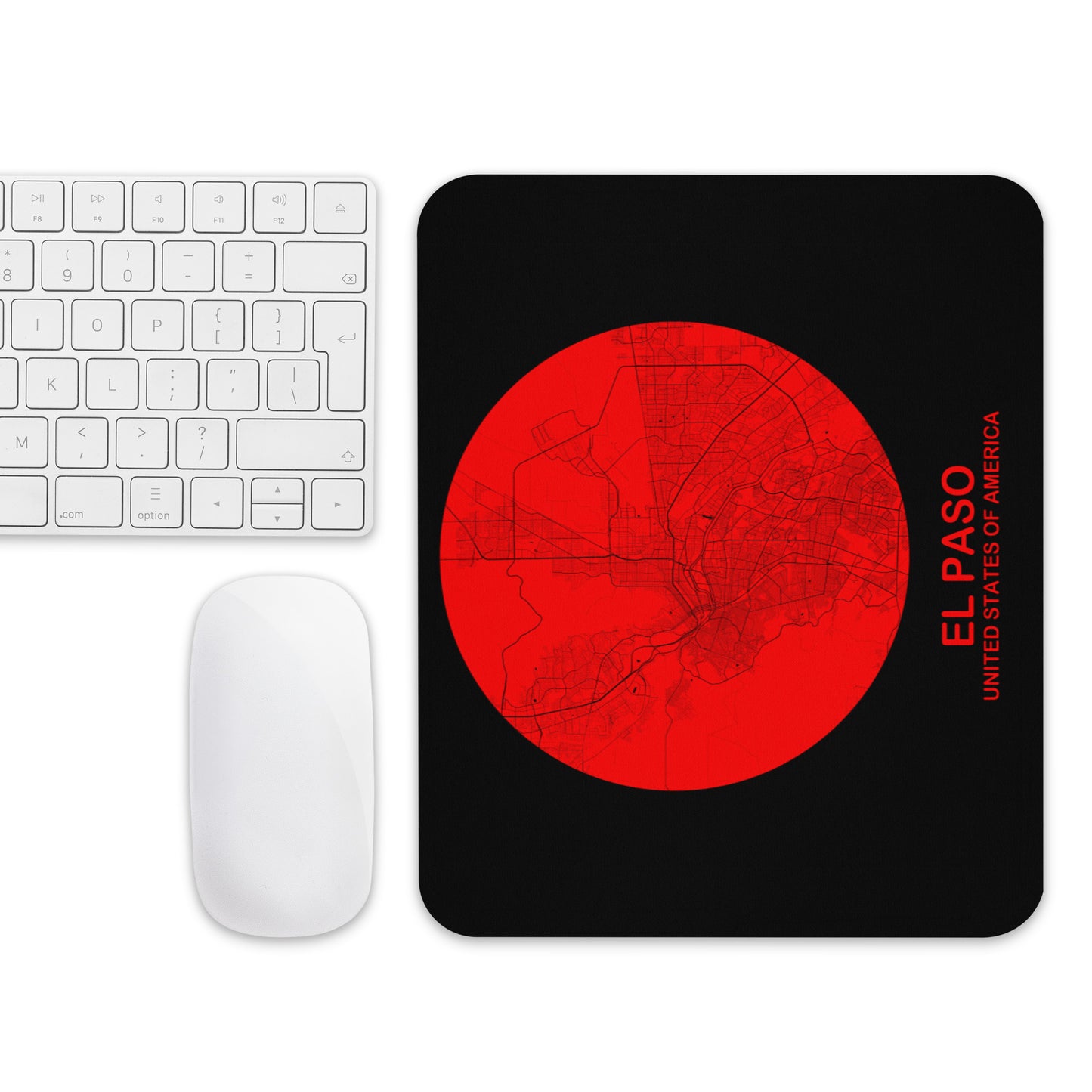 El Paso Circular Red Map Mouse Pad