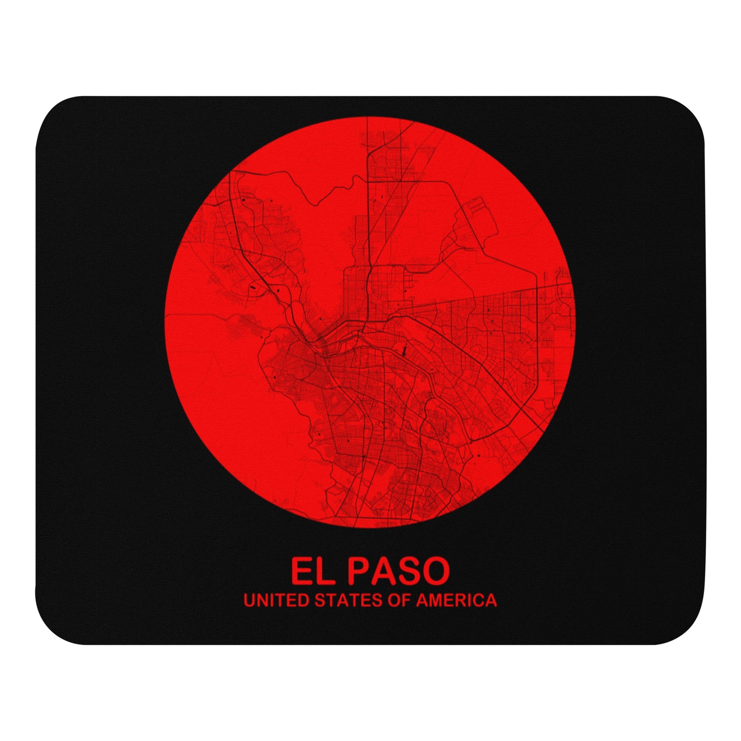 El Paso Circular Red Map Mouse Pad