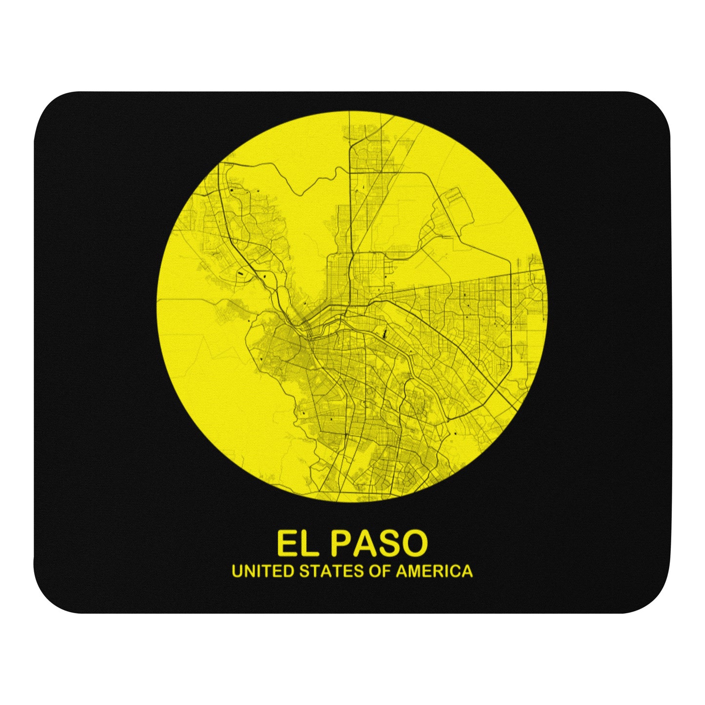 El Paso Circular Yellow Map Mouse Pad