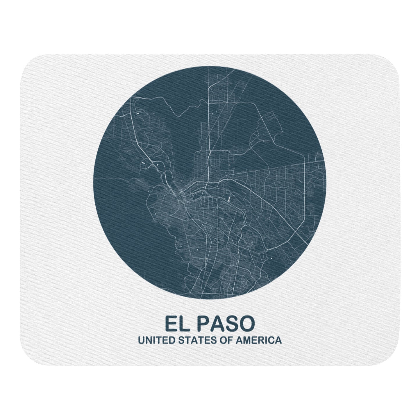 El Paso Circular Blue Map Mouse Pad