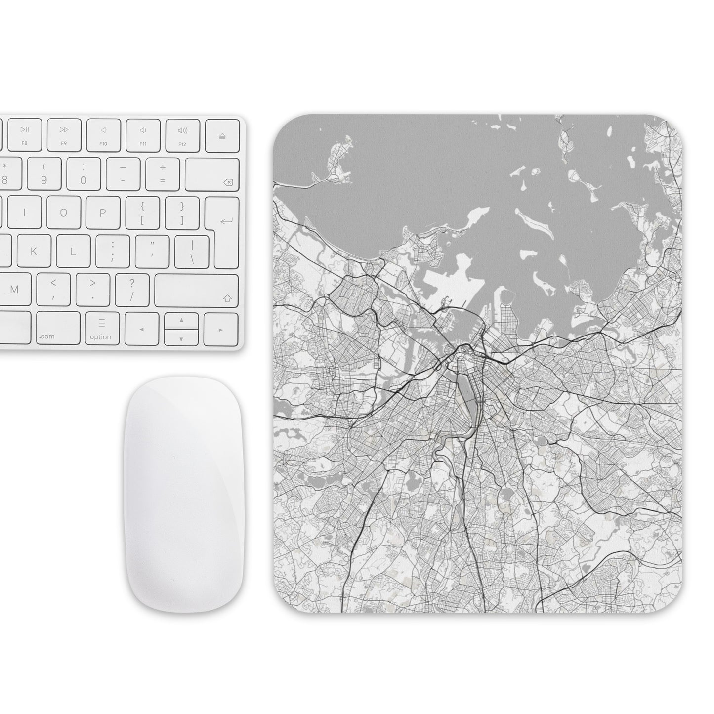 Boston White Map Mouse Pad