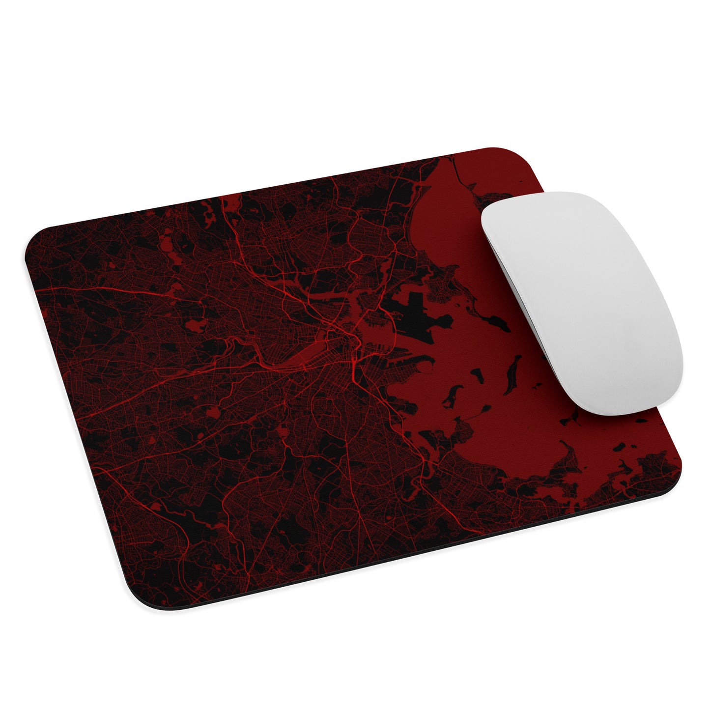 Boston Black and Red Map Mouse Pad
