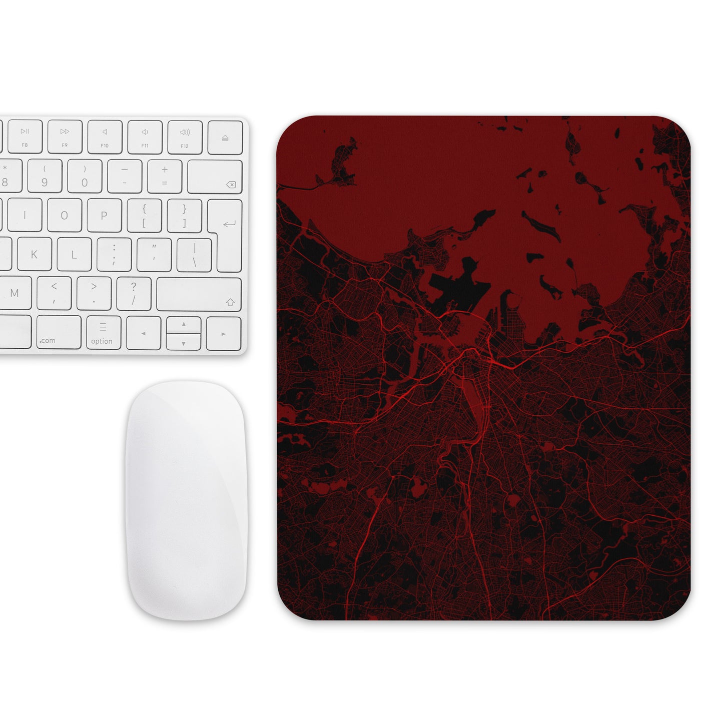 Boston Black and Red Map Mouse Pad