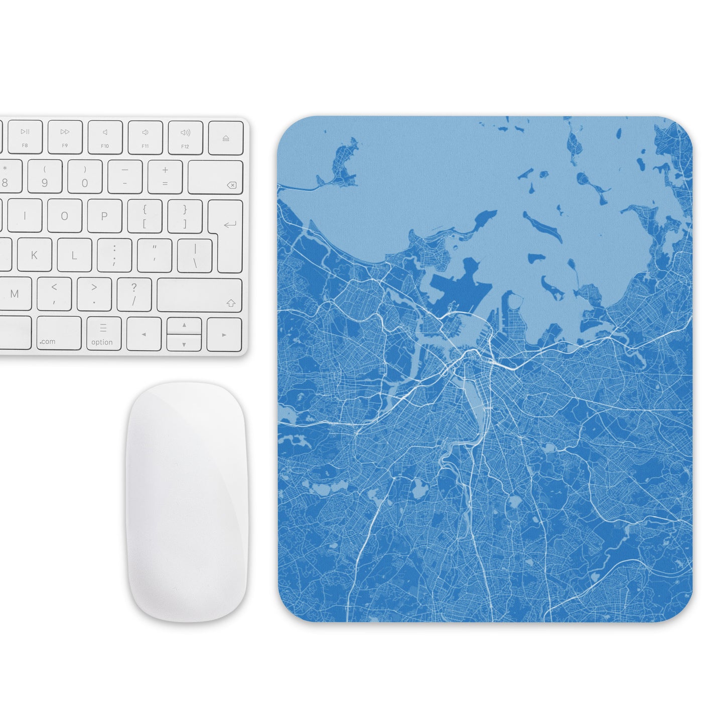 Boston Blue and White Map Mouse Pad