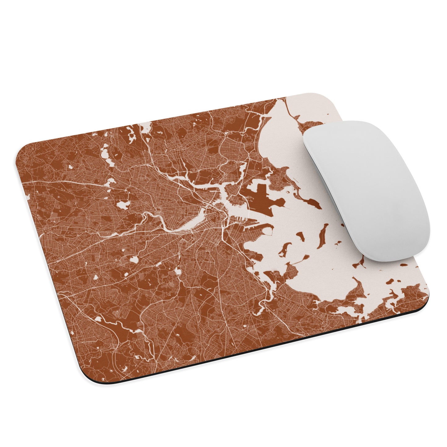 Boston Brown and White Map Mouse Pad