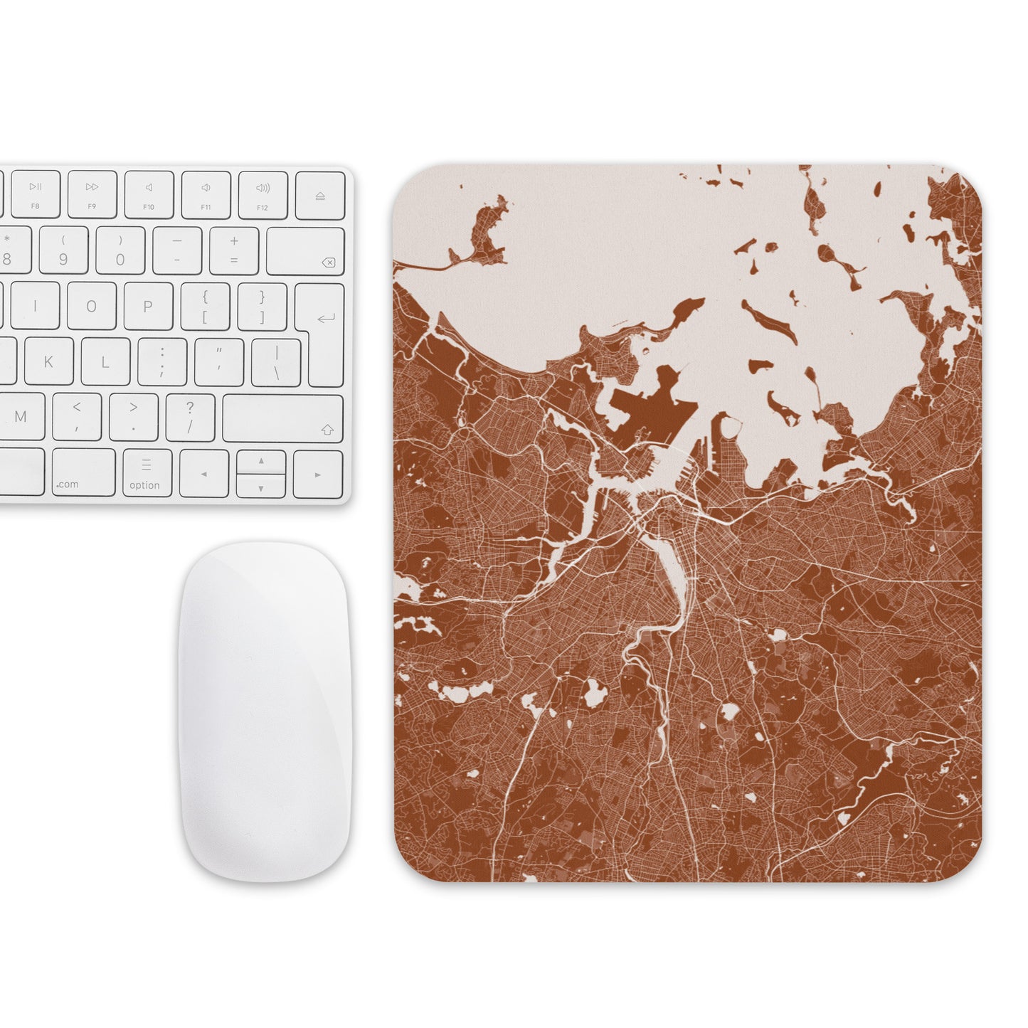 Boston Brown and White Map Mouse Pad