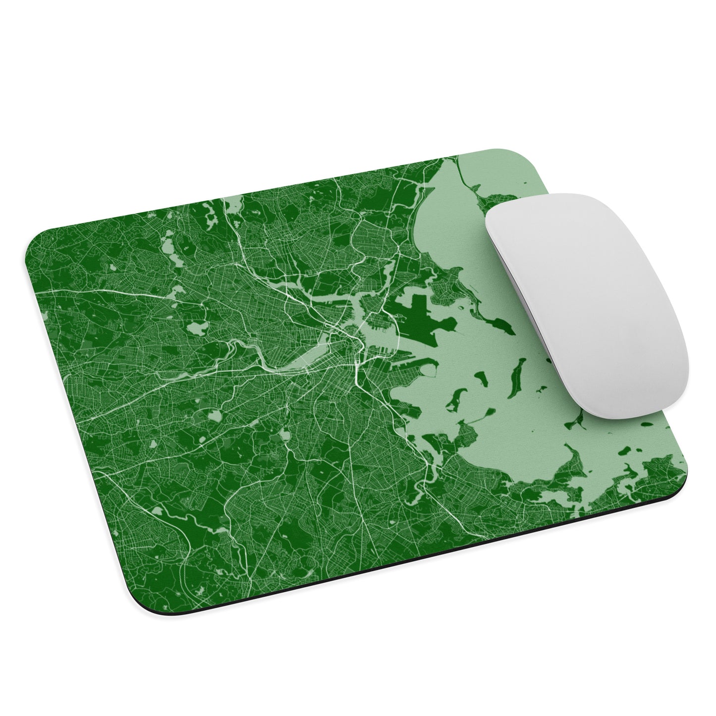 Boston Green and White Map Mouse Pad