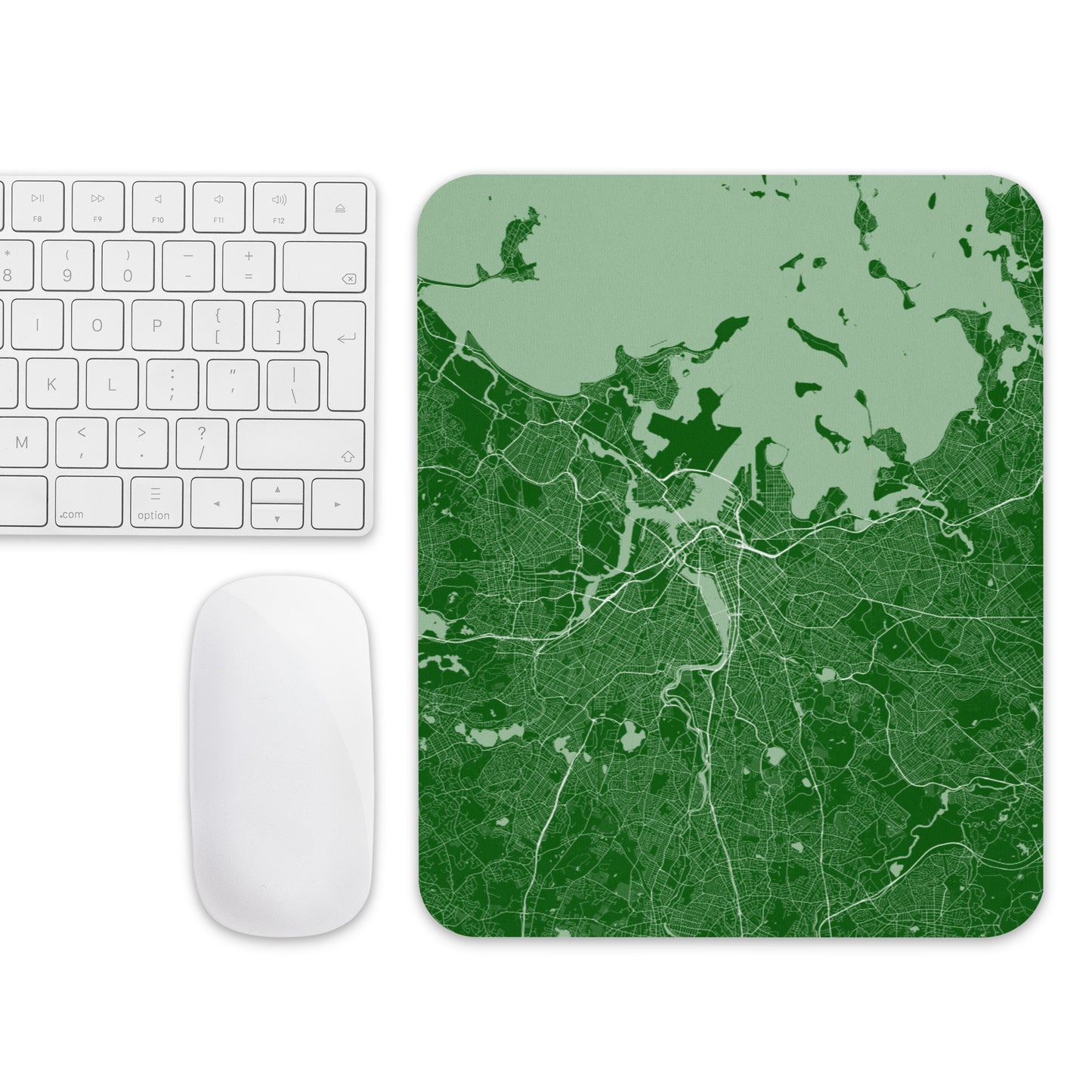 Boston Green and White Map Mouse Pad