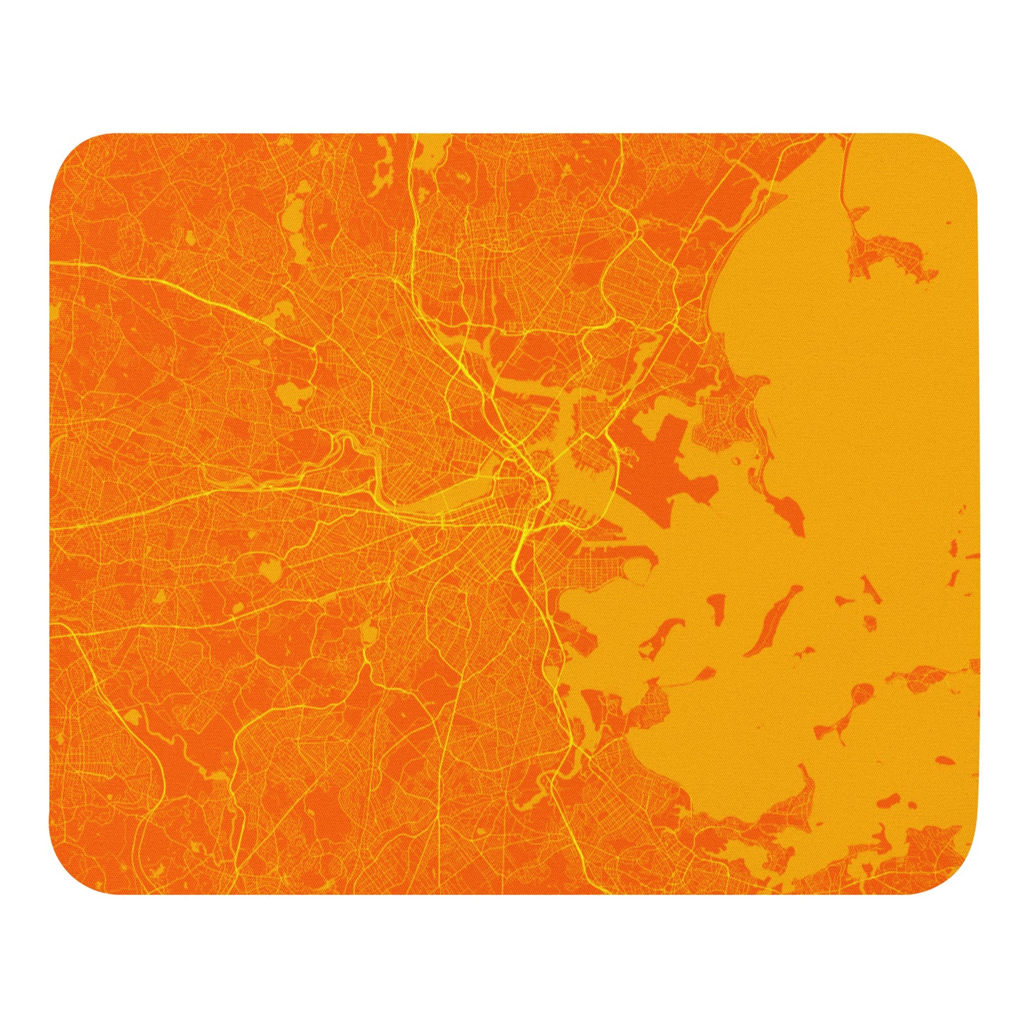 Boston Orange and Yellow Map Mouse Pad