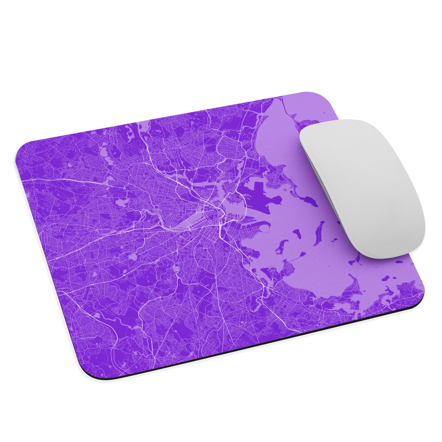 Boston Purple and White Map Mouse Pad