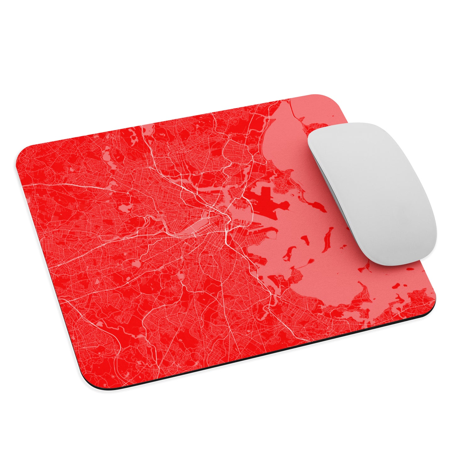 Boston Red and White Map Mouse Pad
