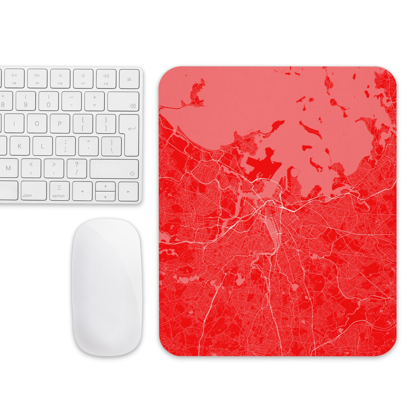 Boston Red and White Map Mouse Pad