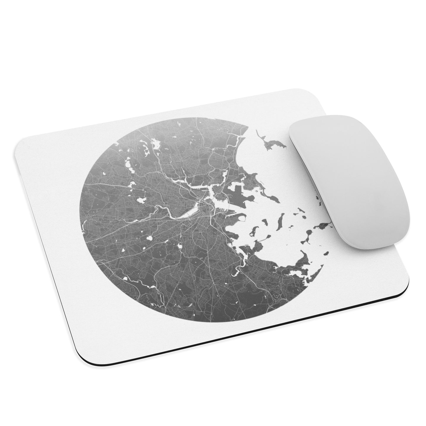 Boston Silver on White Map Mouse Pad