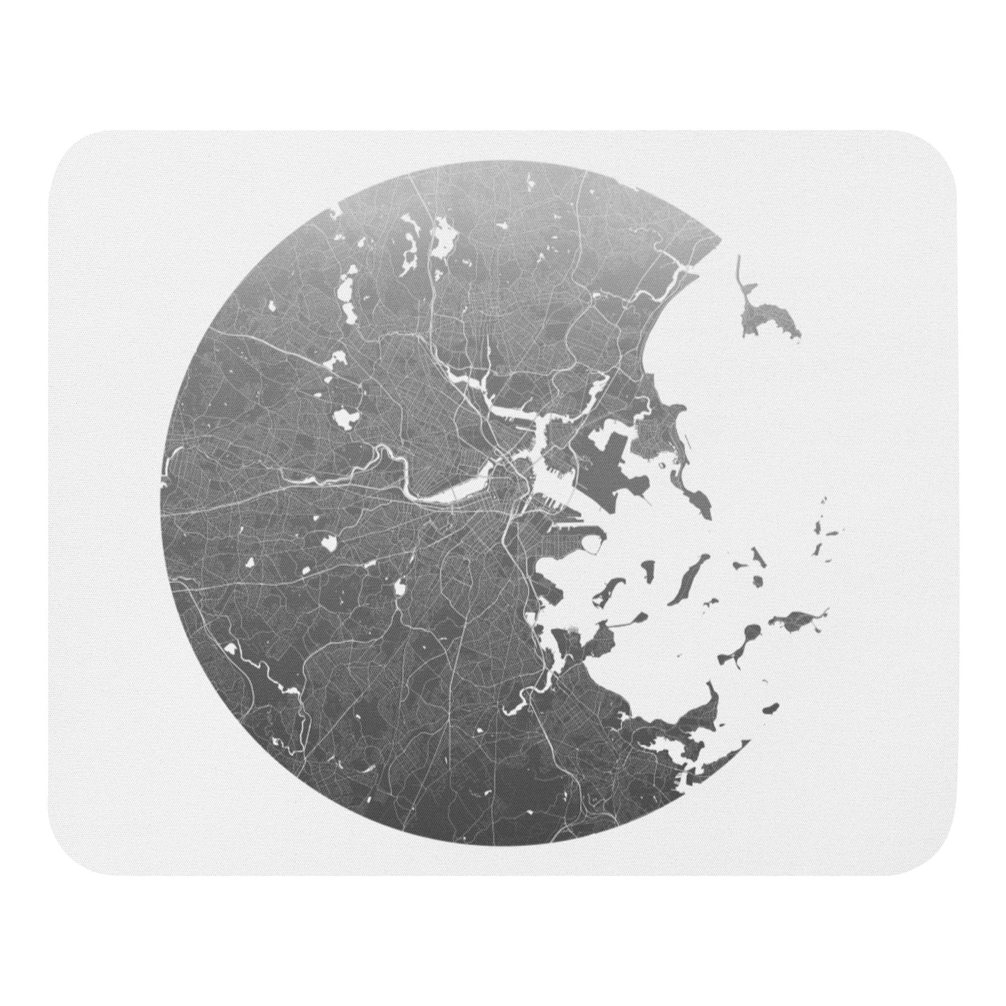 Boston Silver on White Map Mouse Pad