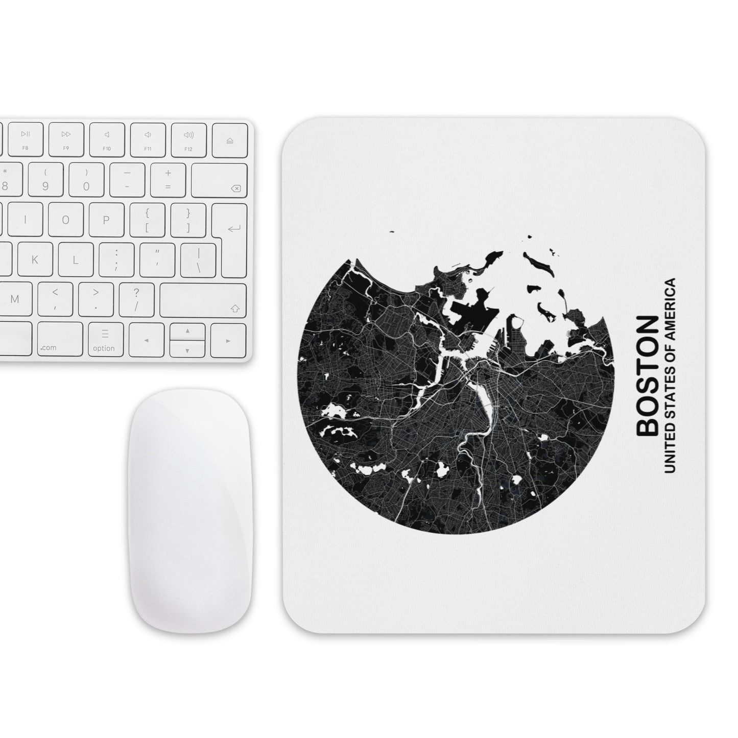 Boston Circular Black Map Mouse Pad
