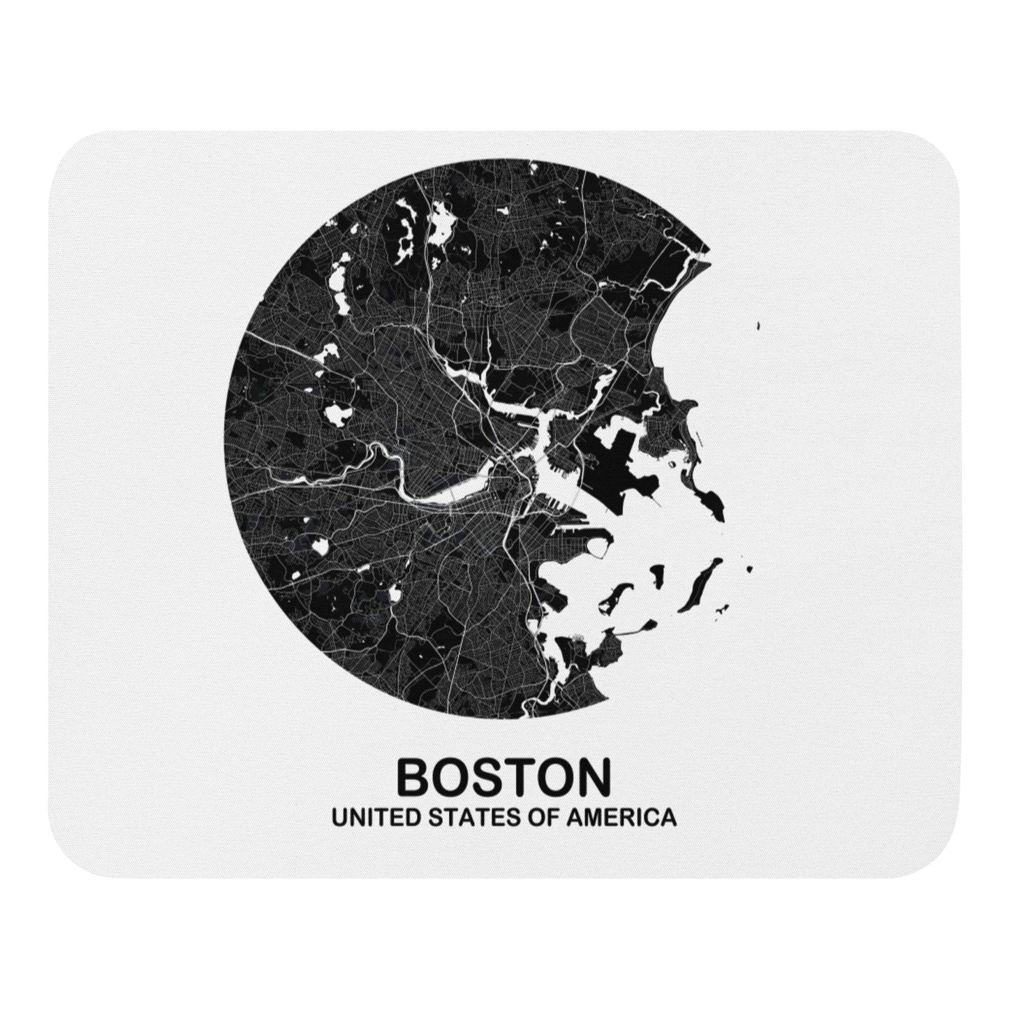 Boston Circular Black Map Mouse Pad