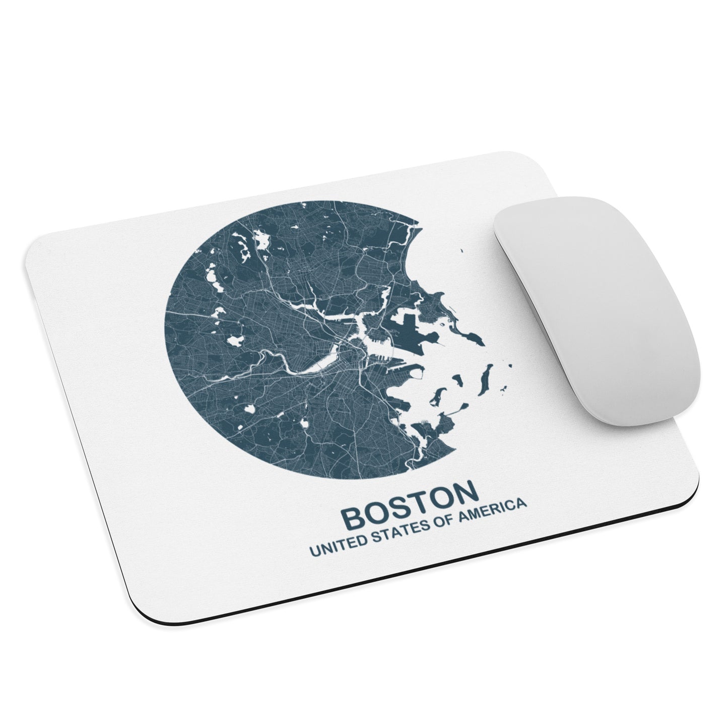 Boston Circular Blue Map Mouse Pad