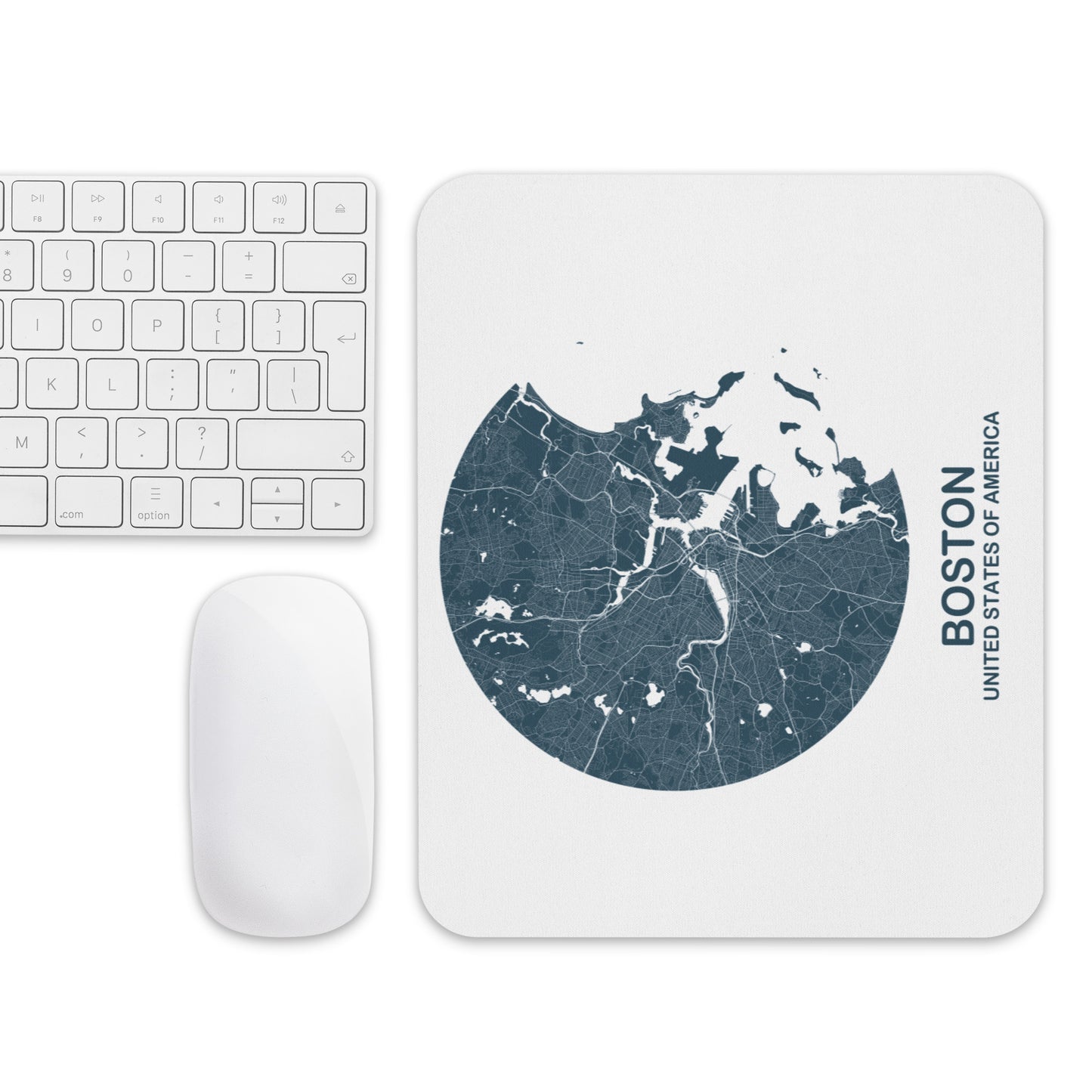 Boston Circular Blue Map Mouse Pad