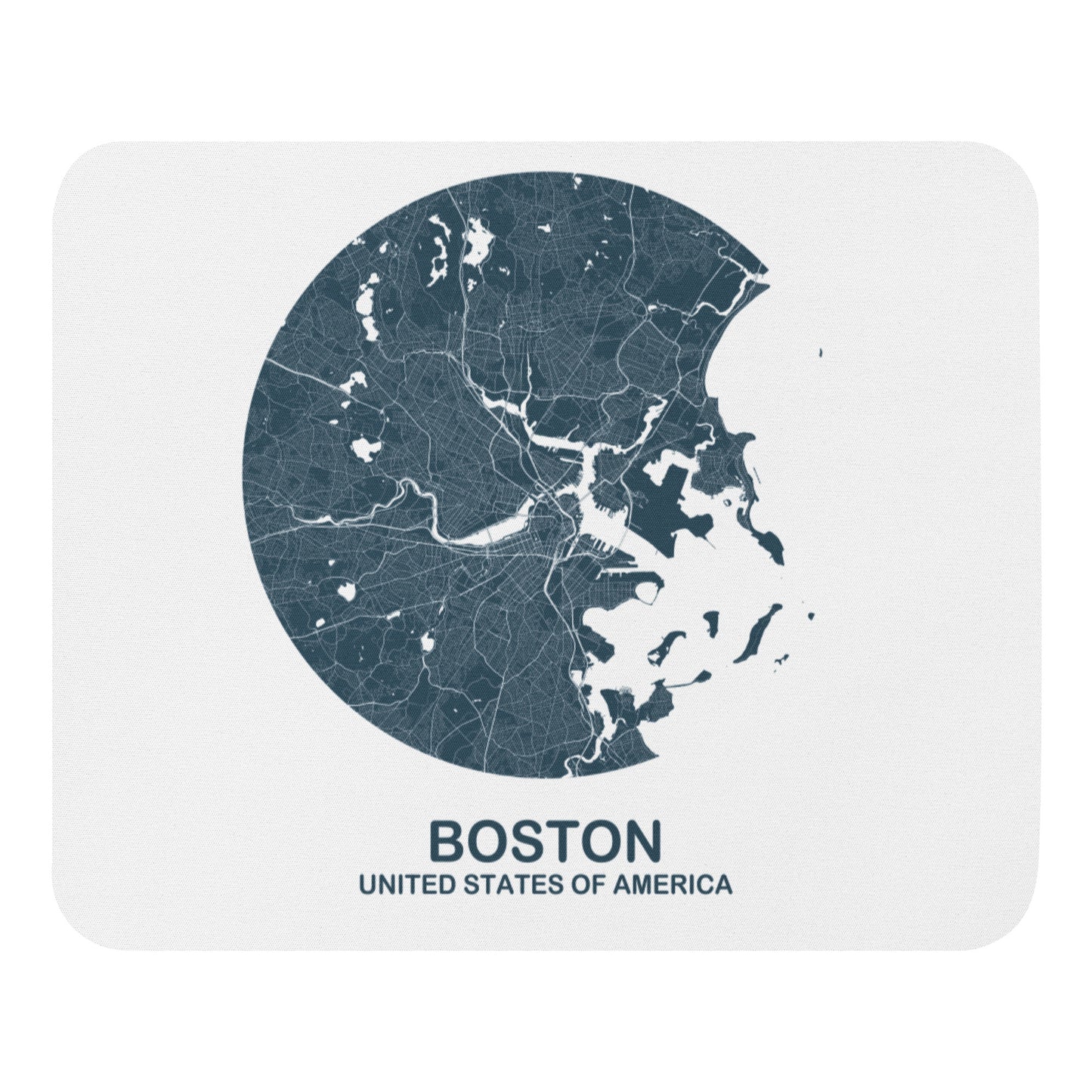 Boston Circular Blue Map Mouse Pad