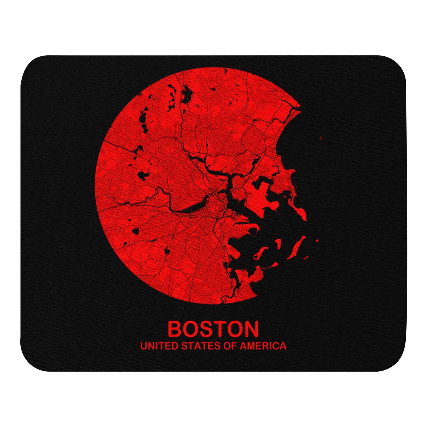 Boston Circular Red Map Mouse Pad