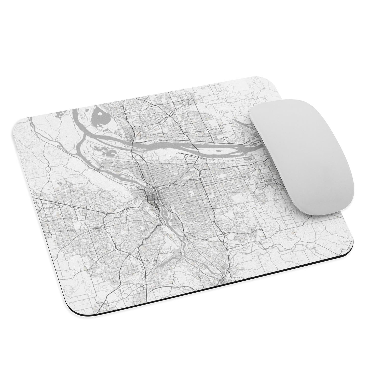 Portland White Map Mouse Pad