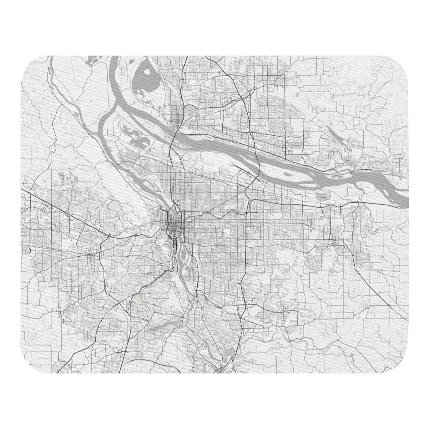 Portland White Map Mouse Pad