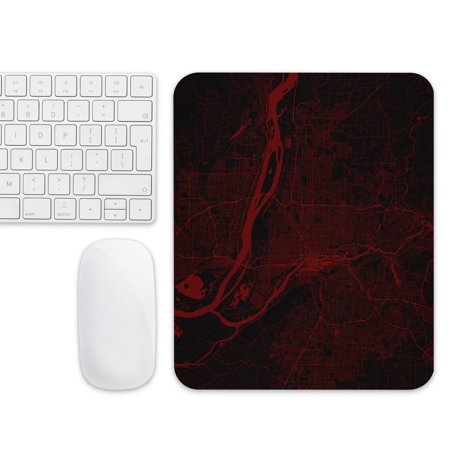 Portland Black and Red Map Mouse Pad